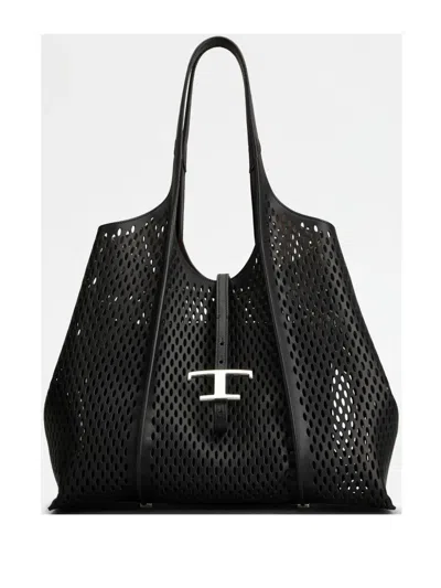 Tod's Medium T Timeless Tote Bag In Black