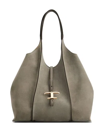 Tod's Medium T-timeless Tote Bag In Grey