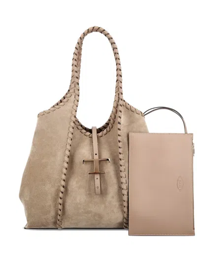 Tod's Medium T Timeless Tote Bag In Neutral