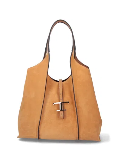 Tod's Medium Tote Bag "t Timeless" In Brown