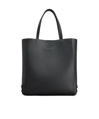 Tod's Medium Tote Shopping Bag In Black