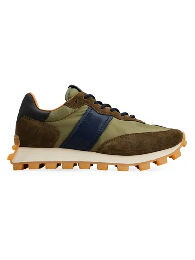 Tod's Men's 1t Leather & Suede-trimmed Running Sneakers In Olive Slate