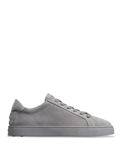 Tod's Lace Up Shoes In Suede Mouse Grey With Rubber Sole In Gray