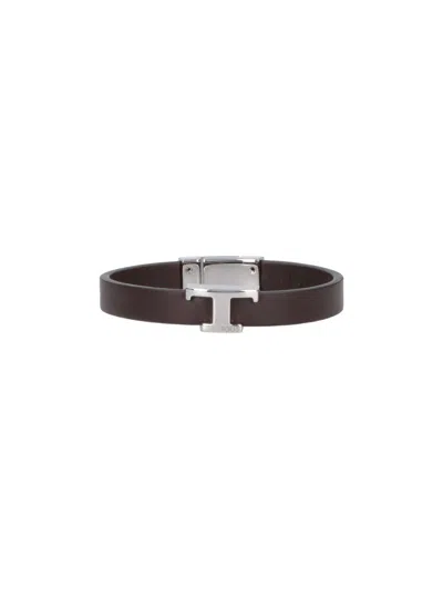 Tod's Tod`s Men's Bijoux Calf Leather Bracelet In Brown