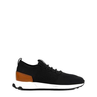 TOD'S MEN'S BLACK LEATHER AND TEXTILE SNEAKERS FOR SS24