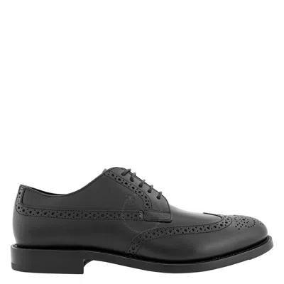 Tod's Tods Men's Black Perforations And Wingtip Leather Derby Shoes