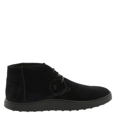 Tod's Tods Men's Black Suede Desert Boots With Box Rubber Sole