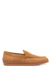 Tod's Slip On Suede Loafers With Studded Sole In Brown