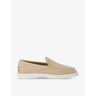 TOD'S ODS MENS CREAM IBRIDO ALMOND-TOE SUEDE LOAFERS