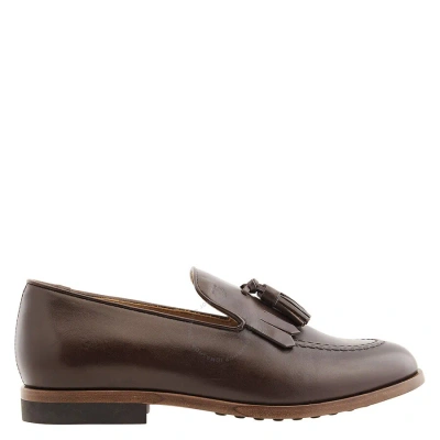 Tod's Tods Men's Dark Brown Leather Tassel Detail Loafers
