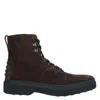 TOD'S TODS MEN'S DARK BROWN NUOVO STIVALETTO GOMMA SUEDE LACE-UP ANKLE BOOTS