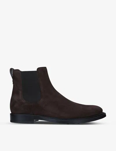 Tod's Tods Mens Dark Brown Stivaletto Suede Chelsea Boots