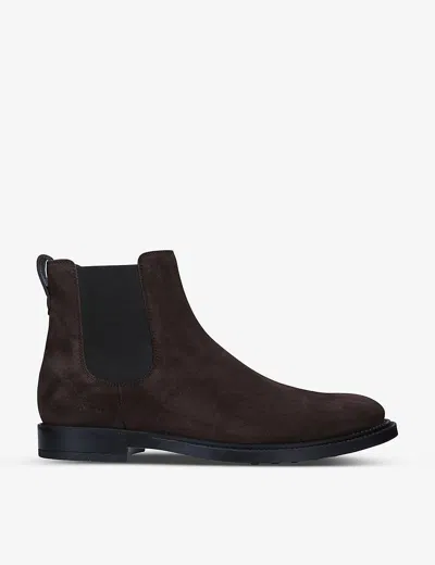 Tod's Tods Mens Dark Brown Stivaletto Suede Chelsea Boots In Brown