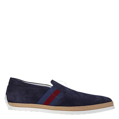 Tod's Tods Men's Dark Galaxy Calfskin Leather Slip Ons In Blue