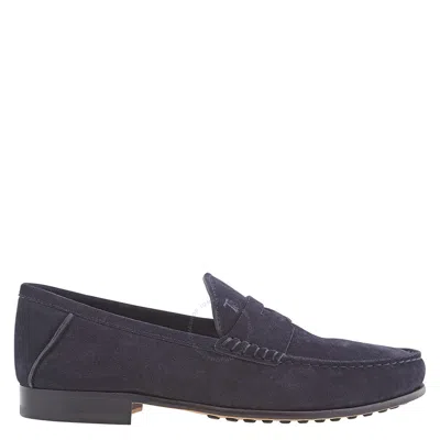Tod's Tods Men's Dark Galaxy Suede Penny Loafers In Blue