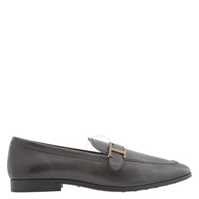 Tod's Tods Men's Dark Grey Piatta Gomma Moccasins