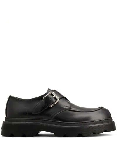 Tod's Leather Buckle Loafers In Nero