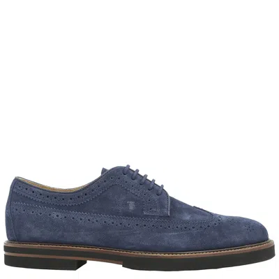Tod's Tods Men's Galaxy Suede Brogue Lace-up Shoes In Blue
