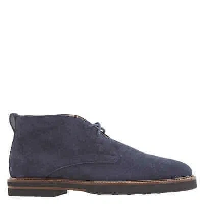Pre-owned Tod's Tods Men's Galaxy Suede Lace-up Derby Boots In Blue