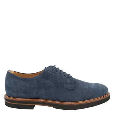 Pre-owned Tod's Tods Men's Galaxy Suede Lace-up Derby Shoes In Blue