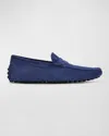 Tod's Men's Gommino Bubble Suede Moccasin Drivers In Blue