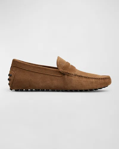 TOD'S MEN'S GOMMINO BUBBLE SUEDE MOCCASIN DRIVERS