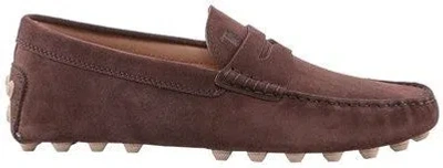 Tod's Loafers Suede Leather Gommino Sole In Brown