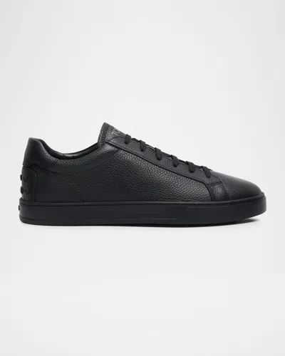 TOD'S MEN'S GRAINED CALFSKIN LOW-TOP SNEAKERS