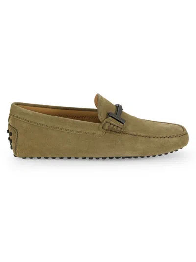 Tod's Men's Leather & Suede Driving Bit Loafers In Olive
