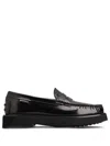 Tod's Block Heel Loafers Penny Strap In Black