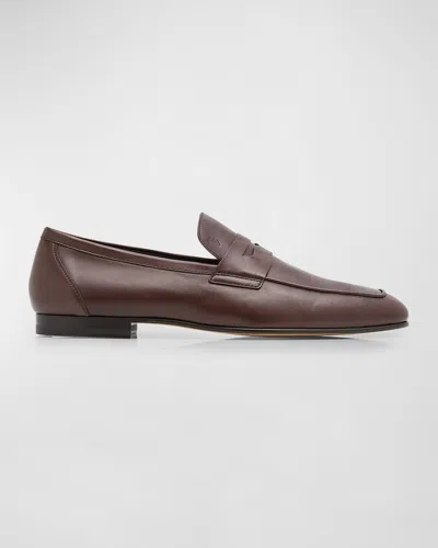 TOD'S MEN'S LEATHER PENNY LOAFERS