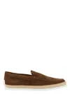 Tod's Suede Loafers With Round Toe And Braided Jute Sole In Brown