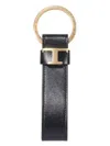 Tod's Gold-tone Logo-plaque Keyring In Black