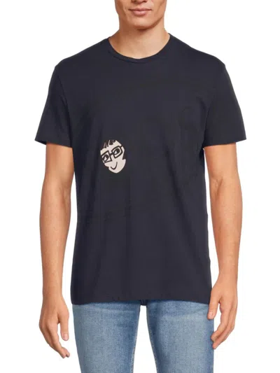 Tod's Men's Logo Graphic Tee In Blue