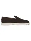 Tod's Men's Logo-stamped Suede Loafers In Testa Moro Brown