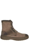 Tod's Man Ankle Boots Khaki Size 8 Leather In Brown