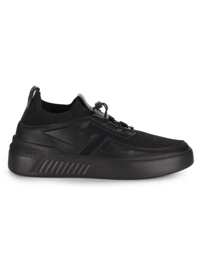 Tod's Mens Leather And High Tech Fabric Sneakers In Black