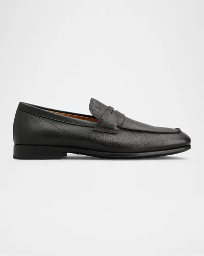 TOD'S MEN'S MOCASSINO GOMMA LEATHER PENNY LOAFERS