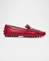 Tod's Men's Napa Leather Fringe Driving Shoes In Red