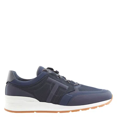 Tod's Tods Men's Navy Blue Leather And Fabric Sneakers