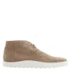 TOD'S TODS MEN'S PEAT SUEDE DESERT BOOTS WITH BOX RUBBER SOLE