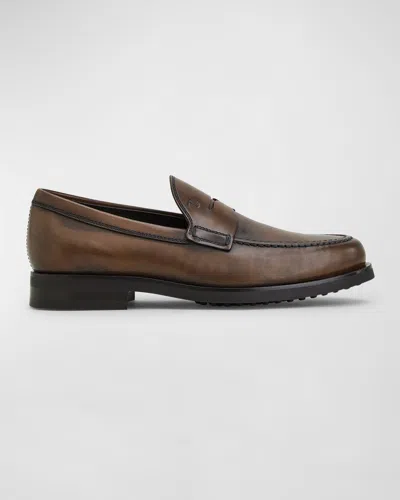 Tod's Men's Penny Leather Slip-on Loafers In Cacao