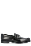 Tod's Polished Block Heel Loafers With Penny Slot In Black