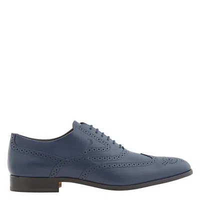 Tod's Tods Men's Perforated Leather Lace-up Oxford Shoes In Blue