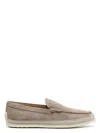 Tod's Suede Round Toe Slippers With Rubber Sole In Grey