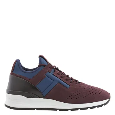 Tod's Tods Men's Red And Navy Sneakers In Nubuck And Leather In Blue/red