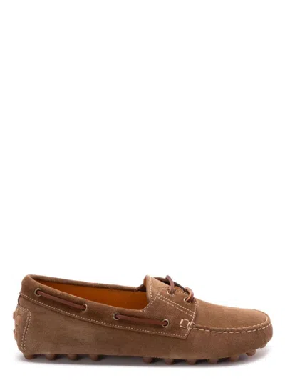 TOD'S MEN'S RUBBER BUBBLE SUEDE BOAT LOAFER
