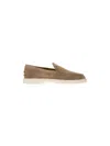 Tod's Grey Suede Leather Loafers In Ivory