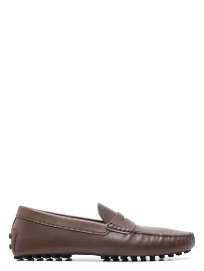 TOD'S MEN'S SMOOTH LEATHER DRIVING LOAFERS RUBBER