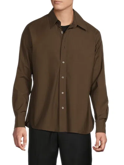 Tod's Men's Solid Cotton-blend Shirt In Brown